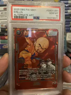 2025 DRAGON BALL SUPER CARD GAME FUSION WORLD ALT #SB01-051 KRILLIN - PSA 10 - Image 1
