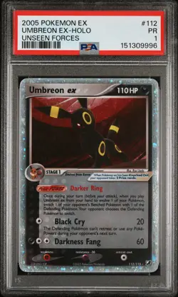 2005 POKEMON EX UNSEEN FORCES #112 UMBREON EX-HOLO PSA 1 - Image 1