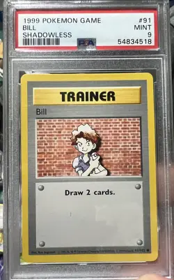 1999 POKEMON BASE SET SHADOWLESS #91 BILL PSA 9 - Image 1