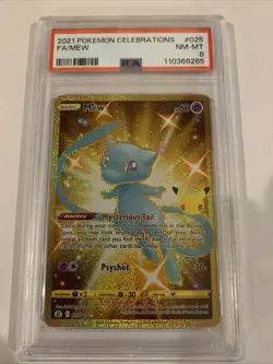 2021 Pokemon Celebrations Mew #025 Classic Collections Gold Rare FA PSA 8 - Image 1