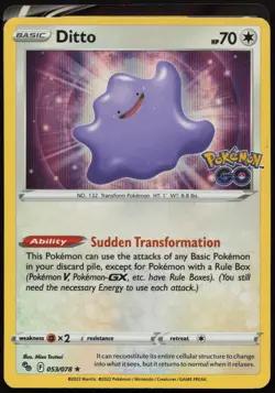 Ditto 053/078 Holo Rare Pokemon GO Pokemon Holo NM/LP - Image 1
