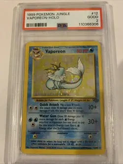 1999 Pokemon Jungle Vaporeon Holo 12/64 PSA 2 GOOD - Image 1