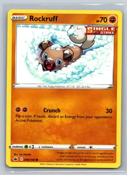 Rockruff 086/198 Chilling Reign Basic Fighting Puppy Single Strike Pokemon TCG - Image 1