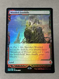 Zendikar Rising Expeditions Foil Wooded Foothills Card NM MTG Magic - Image 1