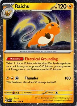 Raichu (Cosmos Holo) 026/165 Holo Rare Miscellaneous Cards & Products Pokemon NM - Image 2