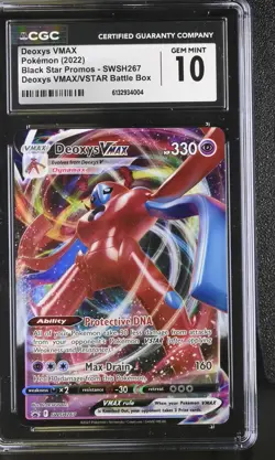 2022 Pokemon Sword and Shield Black Star Promo Deoxys Vmax #SWSH267 CGC 10 - Image 1