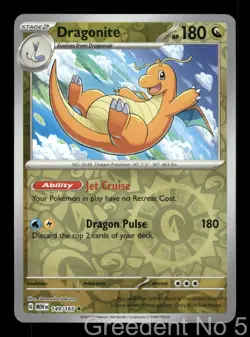 Dragonite 149/165 Rare 151 Pokemon Reverse Holo Near Mint - Image 1