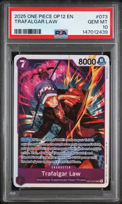 2025 ONE PIECE OP12-LEGACY OF THE MASTER #073 TRAFALGAR LAW PSA 10 - Image 1