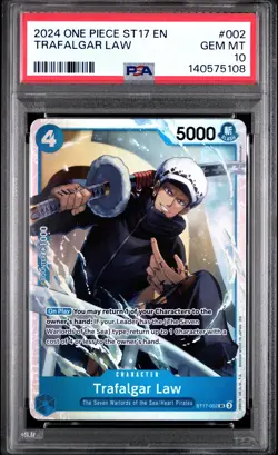 2024 One Piece St17-Blue Donquixote Doflamingo #002 Trafalgar Law PSA 10 - Image 1