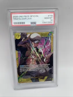 One Piece CCG Trafalgar Law OP10-119 Secret Rare English PSA Grade 10 - Image 1