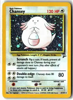 Chansey ⭐ 3/130 Holo Rare Base Set 2 2000 Pokemon LP - Image 1