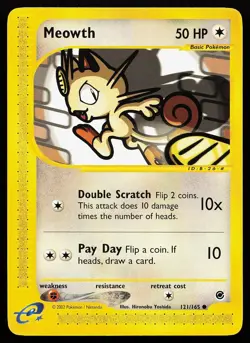 Meowth 121/165 Common Expedition Base Set Pokemon Card - Image 1
