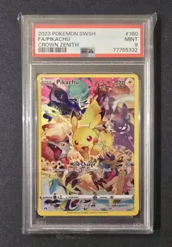 PSA 9 Pokemon Pikachu Crown Zenith Secret Rare 160/159 Alt Full Art SWSH 2023 MT - Image 1