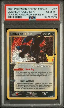 2021 POKEMON CELEBRATIONS UMBREON GOLD STAR #17 CLASSIC COLLECTION PSA 10 - Image 1
