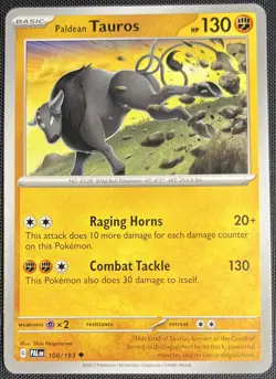 Paldean Tauros 108/193 Pokemon ENG Scarlet & Violet Paldea Evolved PALen 2023 - Image 1