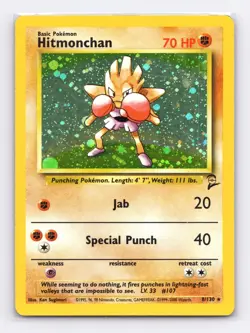 Hitmonchan 8/130 Holo Rare Base Set 2 Pokemon Holo Moderately Played - Image 1