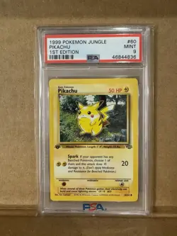 1999 POKEMON JUNGLE 1st EDITION #60 PIKACHU PSA 9 - Image 1