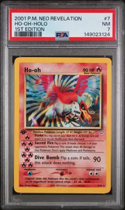 1ST EDITION HOLO HO-OH PSA 7 2001 POKEMON NEO REVELATION #7/64 NEAR MINT 3124 - Image 1