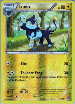 Luxio 45/122 Uncommon - Pokemon TCG XY-BREAKpoint - Reverse Holo (LP) - Image 1