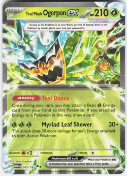 Teal Mask Ogerpon ex 025/167 Double Rare Twilight Masquerade Pokemon Holo NM - Image 1