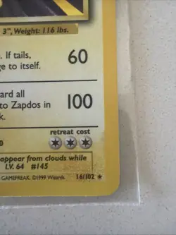 Zapdos 16/102 Holo Base Set Unlimited - Pokemon Card - LP - Image 4