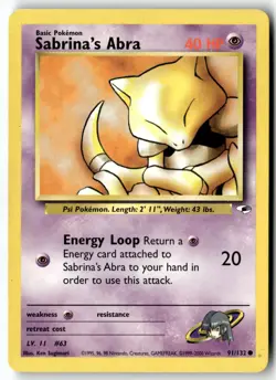 Sabrina's Abra 91/132 Common Gym Heroes Pokemon Unlimited MP - Image 1