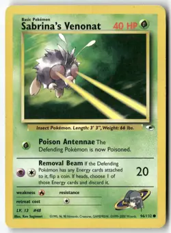 Sabrina's Venonat 96/132 Common Gym Heroes Pokemon Unlimited MP - Image 1