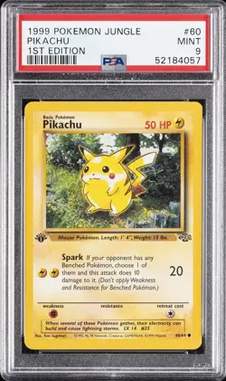 1999 POKEMON JUNGLE 1ST EDITION #60 PIKACHU PSA 9 - Image 1