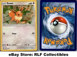 2018 Pokemon, S&M Lost Thunder Promos, #155/214 Eevee, Cracked Ice Holo Rare - Image 1