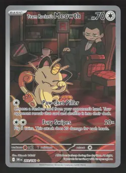 Team Rocket's Meowth 203/182 Pokemon TCG Destined Rivals LP - Image 1