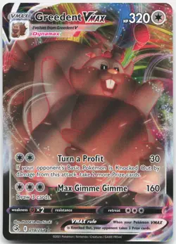 Greedent VMAX 218/264 Holo VMAX Rare Fusion Strike Pokemon Holo Near Mint - Image 1