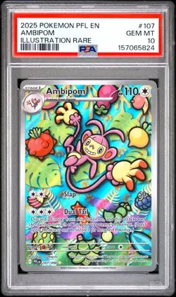 2025 POKEMON PHANTASMAL FLAMES #107/094 AMBIPOM ILLUSTRATION RARE PSA 10 - Image 1