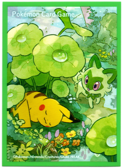 Pokemon Center Japan Card Sleeve Pikachu Sprigatito Sleeping (Qty x1)-New - Image 1