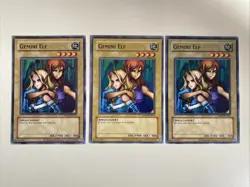 Yugioh - Gemini Elf x 3 - NM - Plus Free Holo Card - A - Image 1