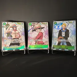 One Piece Card Game OP13 Japanese Ace Luffy Sabo 3 Card Set Manga Art TCG JP - Image 1