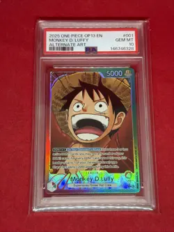 2025 One Piece OP13 EN Alternate Art #001 Monkey D Luffy PSA 10 GEM MINT - Image 1