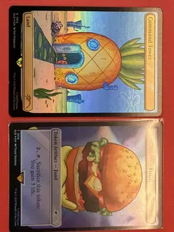 Mtg Secret Lair Spongebob— Command Tower & Food Token — Foil — NM - Image 1