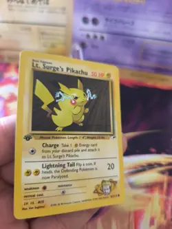 Pokemon Karte Card Lt Surge's Pikachu Gym Heroes 1. Edition 2000 Wotc NM- - Image 2