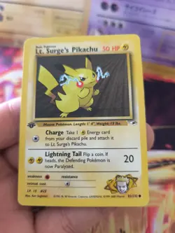 Pokemon Karte Card Lt Surge's Pikachu Gym Heroes 1. Edition 2000 Wotc NM- - Image 3