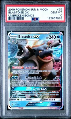 BLASTOISE GX 35/214 PSA 10 UNBROKEN BONDS POKEMON CARD HOLO ENGLISH - Image 1