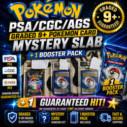 Pokemon PSA/CGC/AGS Graded 9+ Pokemon Card Mystery Slab + 1 Booster pack +1 Card - Image 1