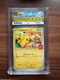 McDonald's Pikachu Promo Card 020/M-p Japanese Ace 10 Gem Mint perfect subgrades - Image 1