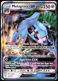 Metagross GX 85 Guardians Rising Rare Pokemon Holo LP - Image 1