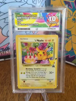 Pokemon TCG Birthday Pikachu #24 Celebrations 25th Anniversary Ace Graded 10 - Image 1