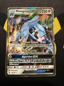 Pokemon Card Metagross GX 85/145 Sun & Moon Base Moderately Played - Image 1