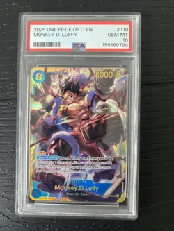 2025 One Piece OP11 EN #118 Monkey D Luffy PSA 10 GEM MINT - Image 1