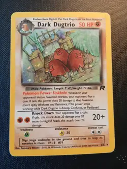 Dark Dugtrio 6/82 Team Rocket Shiny Holo Old Rare Pokemon Card - Image 1