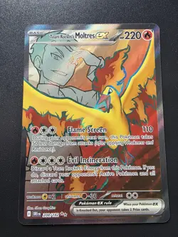 Pokemon Team Rocket's Moltres EX 208/182 Full Art Destined Rivals Card Mint - Image 1