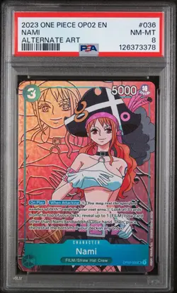 Psa 8 Nami OP02 036 SR Alt Art Paramount War English One Piece Card Game - Image 2