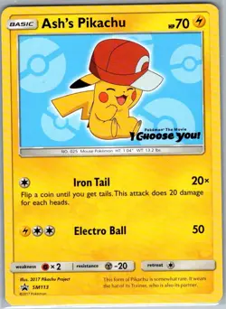Ash's Pikachu - SM113 Non Holo SM Promos - Pokemon Card - NM - Image 1